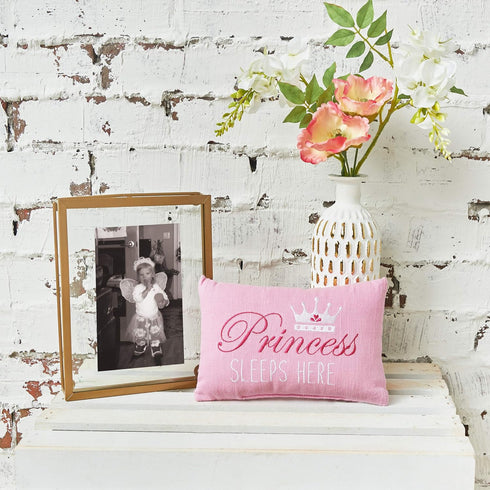C&F Home Pink Princess Sleeps Here Extra Small Accent Pillow - 6" x 9", Soft Embroidered Novelty Mini Throw Pillow