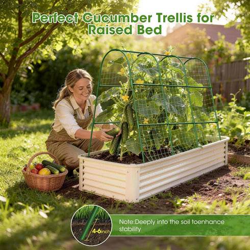 47.2x47.2 X21.6) Cucumber Trellis for Raised Bed,U-Shape Garden Trellis for Climbing Plants Outdoor, Metal Arch