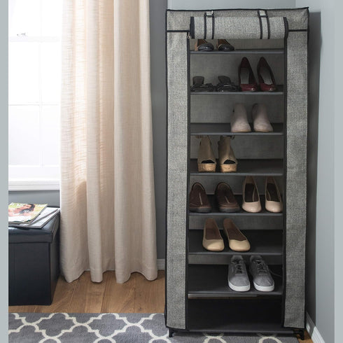 8 Closet 24 Simplify Tier Shoe Storage Organizer Rack with Cover, Free Standing, Holds Pairs, Good for Sneakers, Flats