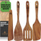 Wooden Spatula for Cooking - Teak Utensils Set of 4 including Paddle, Turner, Slotted Spurtle, and Scraper