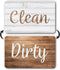 Dark Brown & White Wood Clean Dirty Magnet for Dishwasher, Reversible Sign Indicator, Rustic Kitchen Decor