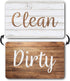 Dark Brown & White Wood Clean Dirty Magnet for Dishwasher, Reversible Sign Indicator, Rustic Kitchen Decor