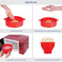 Microwave Popcorn Popper with Lids, Silicone, No Oil or Butter Required, Collapsible Bowls, BPA-Free Container, Red