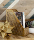 Deco 79 Metal Geometric Magazine Holder, Single Slot with Laser Carved Design, Gold