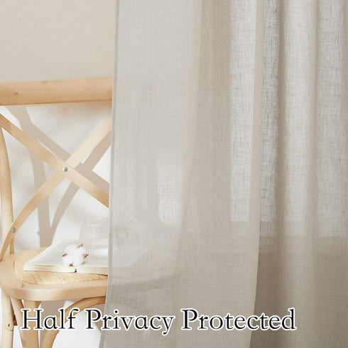 84 inch Grommet 60" 84", 1 RYB HOME Sheer Curtains Length - Linen Textured Semi Sheer Privacy Light Filtering Shabby