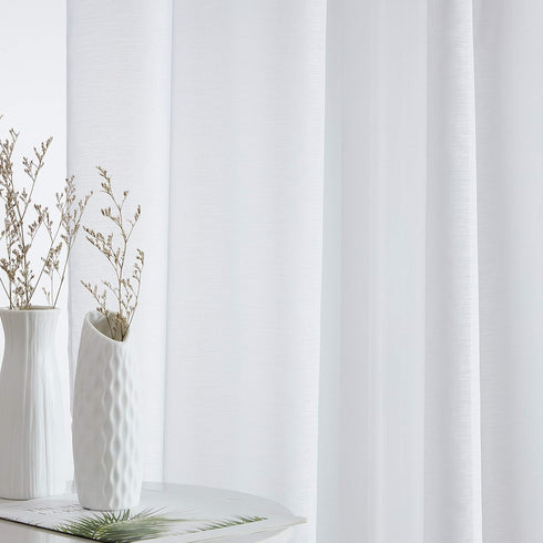 HLC.ME Lauren Semi Sheer Light Filtering Pocket Top & Back Tab Curtains - 2 Panels (54 x 63 Inch, White) for Bedroom &