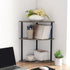3-Tier Corner Shelf Stand, Rustic Wood and Metal Corner Display Rack, Small Triangle Corner Storage Organizer