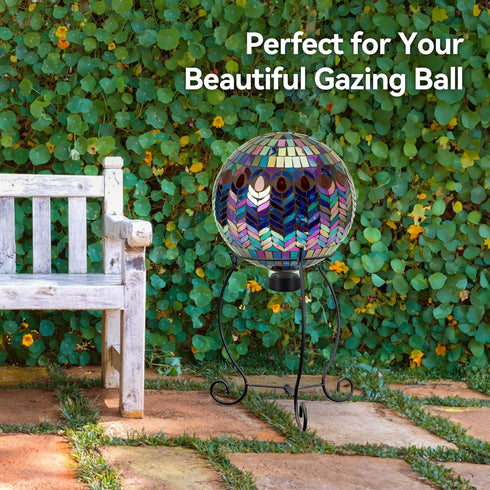 8 10 Inch Lily's Home Metal Gazing Ball Stand - Fits to Metal & Glass Garden Gazing Globes - Indoor/Outdoor Ornament