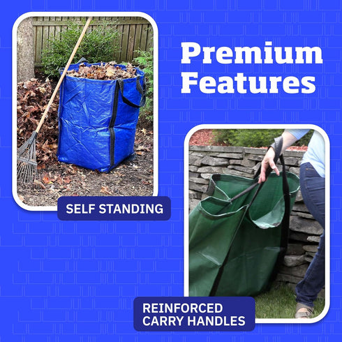 48-Gallon DURASACK Heavy Duty Home and Yard Bags Reusable Self-Standing Lawn and Leaf Bags Garbage Can with Reinforced