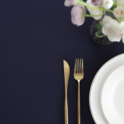 FOLINS&HOME Navy Blue Round Tablecloth 48 Inch Waterproof Heavy Duty Wrinkle Free Polyester Fabric Table Cover for
