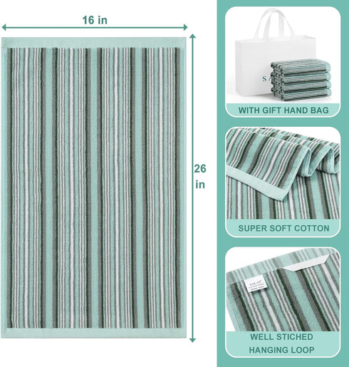 SALAS Sets 16" 26", 6 Premium Cotton Kitchen Dish Towels for Drying Dishes,Large Long Hand Towels, Thick Highly