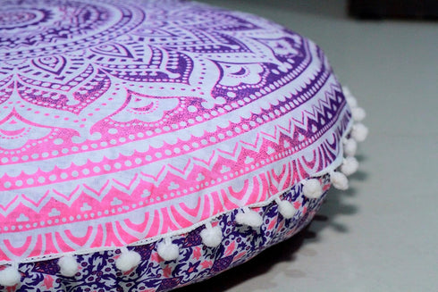 32" ICC Floor Pillows & Cushion Covers, Decorative Hippie Mandala Pouf Pillow Cover Bohemian Seating Meditation Cushion