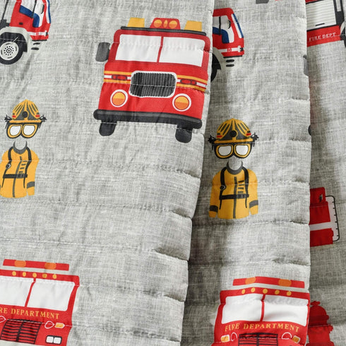 50" 60" Lush Decor Fire Truck Throw Blanket, Red & Gray, W x L - Toddler Blanket - Reversible Stripe Print Quilted