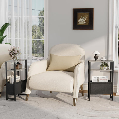 3 LET503Q Narrow Side Table, Slim End Table with Magazine Rack, Bedside Table for Small Spaces, Tier Sofa Couch Table