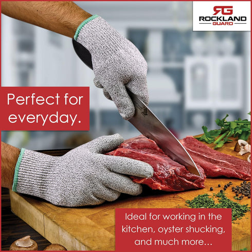 Rockland Guard Professional Oyster Shucking Knife Set - 3.5" Stainless Steel Shucker, Non-Slip Handle & Gloves