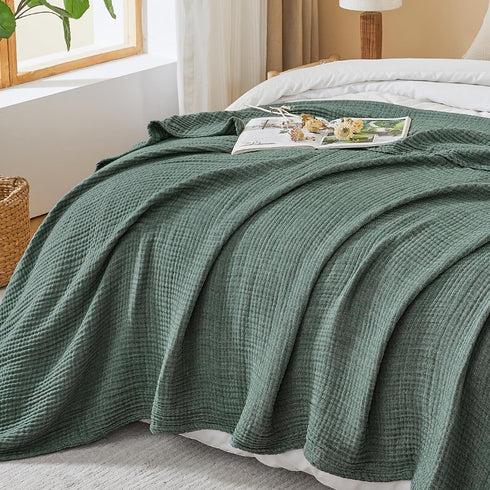 EMME 66"x90") Cotton Muslin Twin XL Blanket Breathable Gauze Soft Lightweight Blankets Adults Gifts for Women (Heather