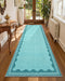 GarveeHome Scalloped Teal 2.5x8 Runner Rug for Hallway Washable Kitchen Rugs Non