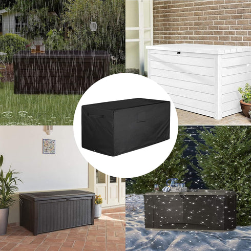 100% 600D (63" 30" 28" Femuar Deck Box Cover Waterproof Heavy Duty Patio Ottoman Cover, Outdoor Anti-UV Patio Storage