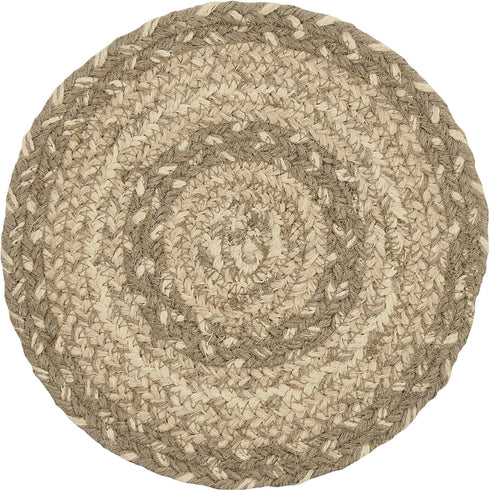 VHC Brands Cobblestone Trivet Hot Pad for Pots Pans, Tan Grey White, Jute Blend, Round Circle, 8 Inches