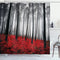Ambesonne Forest Shower Curtain, Mystical Woodland Fog Trees Art Photography, 69" W x 70" L, Red Grey.