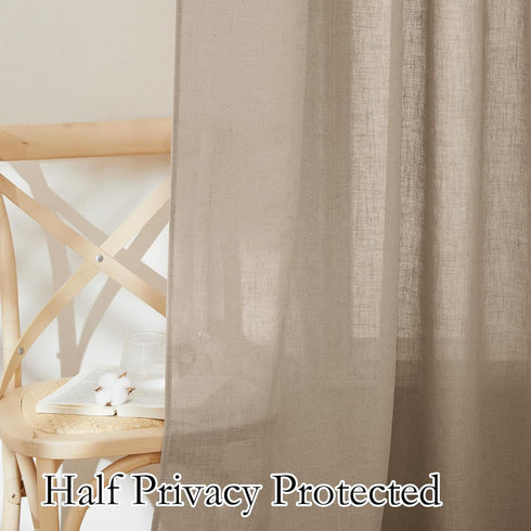 95 inches, 52" 2 RYB HOME Khaki Linen Curtains Rod Pocket & Back Tab Linen Blend Boho Elegant Light Filtering Stain