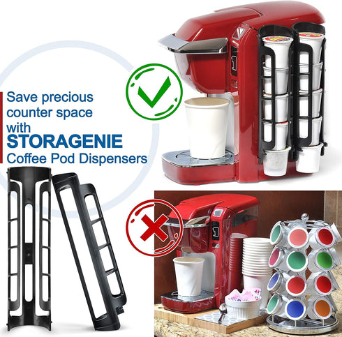 STORAGENIE Coffee Pod Holder, Side Mount K Cup Pods Organizer for Keurig Coffee Makers, 3 Pack for 15 K-Cups
