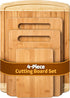 Bamboo Cutting Board Set of 4 - Wooden Cutting Boards for Kitchen