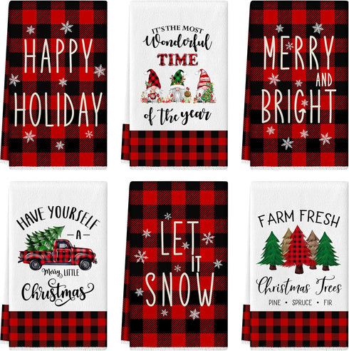 Christmas Kitchen Towels Dish Towels 18 x 27 Inch Buffalo Plaid Kitchen