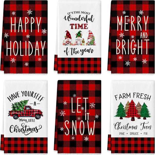 Christmas Kitchen Towels Dish Towels 18 x 27 Inch Buffalo Plaid Kitchen