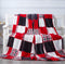 Tache Holiday Red Farmhouse Super Soft Micro Fleece Plaid Patchwork Plush Lightweight