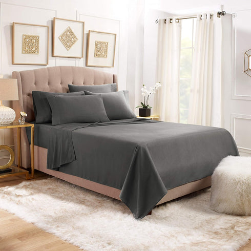 Empyrean Bedding Pillow Case Set of 2, Standard Size, Soft Microfiber, Dark Grey