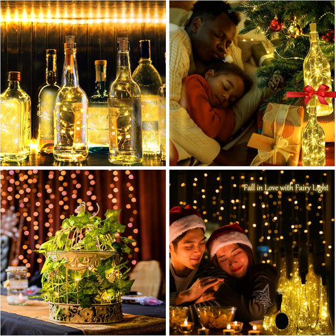 12 Packs 20 SmilingTown LEDs Wine Bottle Lights with Cork - Silver Wire Cork Lights Battery Operated Fairy Mini String