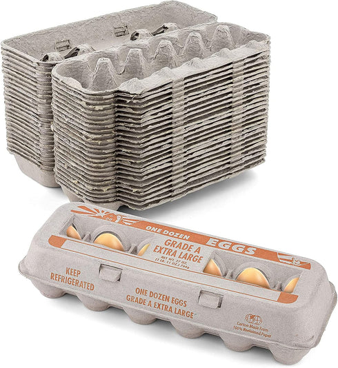 MT Products Printed Natural Pulp Egg Cartons 1 Dozen - Disposable Egg