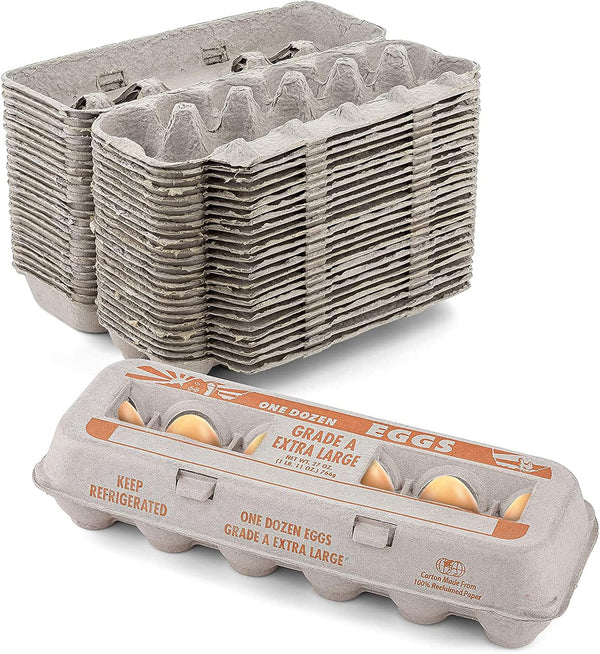 MT Products Printed Natural Pulp Egg Cartons 1 Dozen - Disposable Egg