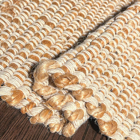 Chardin Home Jute Rugs Collection - 2x3 Feet Jute Braids Rug, Boho Rustic Natural Jute/Ivory Hand Woven Throw Rug for