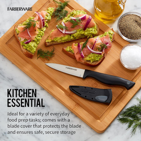 Farberware Edgekeeper 3.5-Inch Paring Knife, Self-Sharpening Blade Cover, High Carbon-Stainless Steel