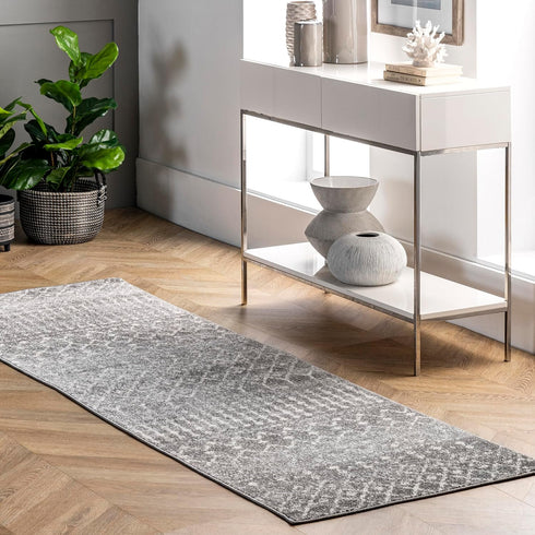 nuLOOM 2x6 Moroccan Blythe Area Rug, Dark Grey, Faded Bohemian Design, Stain