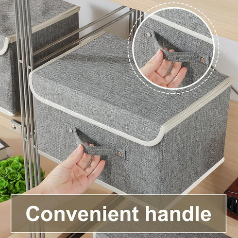 ENUMAIL Closet, 13x9.1x7.9 Storage Boxes, Collapsible Storage Bins with Lids, Cotton and linen cloth Storage Baskets