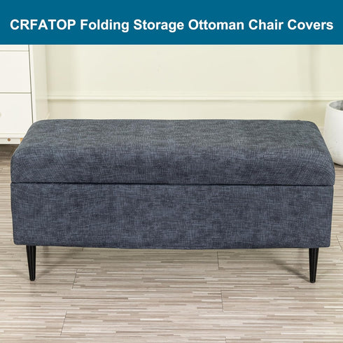 Bands,M,08 CRFATOP Printed Rectangle Ottoman Stool Cover Stretch Folding Storage Footstool Bench Slipcovers Upholstered