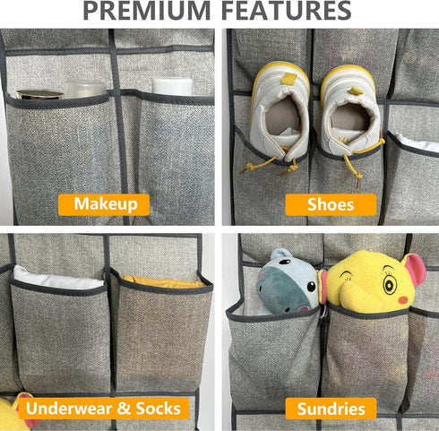 2 Pack 48 Closet homyfort Over the Door Shoe Organizer, Hanging Shoe Rack Storage Holder with Large Pockets for Door