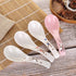 VanEnjoy Set of 4 Chinese/Japanese Ceramic Soup Spoons, Pink Cherry Blossom in Snow Pattern