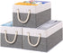 Yawinhe 3-Pack Foldable Storage Basket, Large Fabric Bins with Rope Handle for Organizing Shelves, Closets, Clothes,