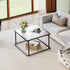 26.4 26.4in, WLIVE Glass Coffee Table, Small Modern Coffee Table for Living Room with Wave Textured Glass & Metal