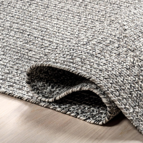 nuLOOM 2' x 3' Solid Hand Braided Indoor/Outdoor Area Rug, Weather Resistant, Pet-Friendly, Wynn Salt And Pepper