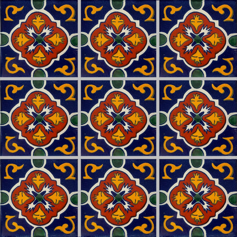 3x3 Blue Granada Talavera Mexican Tile, 16 pcs