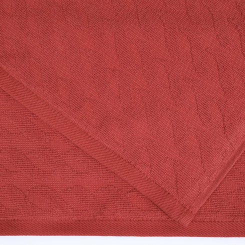 Superior Turkish Cotton Jacquard Solid 12-Piece Washcloth/Face Towel Set, Quick Dry Small Decorative Towels in Maroon