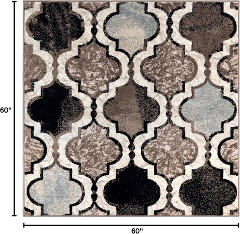 5' 5' Superior Indoor Large Area Rug, Jute Backed, Perfect for Living/Dining Room, Bedroom, Office, Kitchen, Entryway