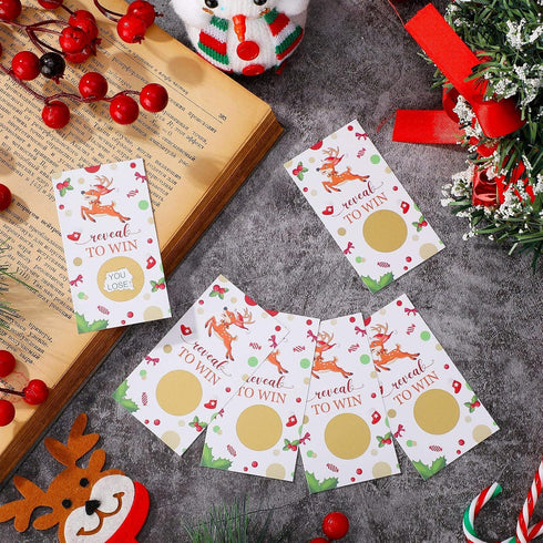 Outus 40 Pieces Christmas Scratch Off Cards Christmas Scratch Off to Win Stickers Party Game Holiday Tickets Xmas