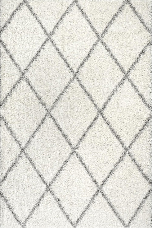 nuLOOM 2x3 Tess Moroccan Shag Area Rug, Modern/Contemporary White/Grey Accent Rug for Living Room, Bedroom, Nursery