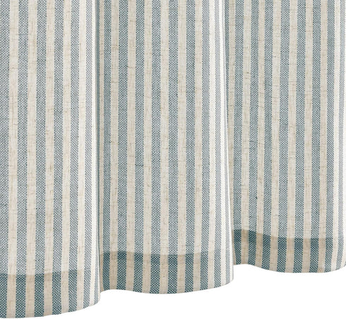 Vangao 16 Inch Kitchen Valance Linen Stripe Short Curtain, Farmhouse Country Rustic Light Filtering Topper